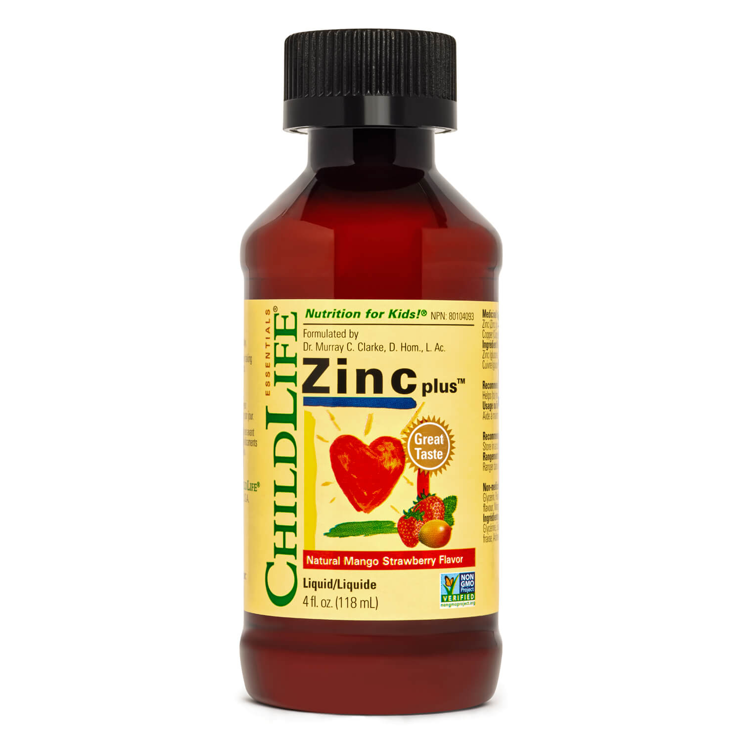 ChildLife Essentials Liquid Zinc Plus kids supplement mango strawberry flavour bottle 118ml