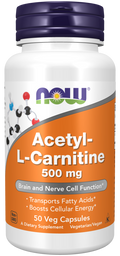 Acétyl-L-carnitine NOW 500 mg - Capsules végétales d'acide aminé ALCAR