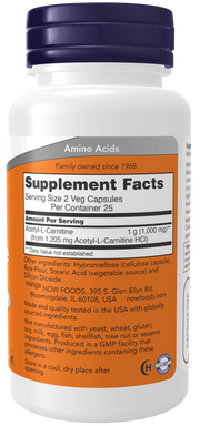 NOW Acetyl L-Carnitine 500mg Veg Capsules
