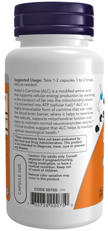 NOW Acetyl L-Carnitine 500mg Veg Capsules