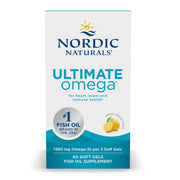 Nordic Naturals Ultimate Omega-3 Lemon Flavoured Fish Oil 60 Softgels box.
