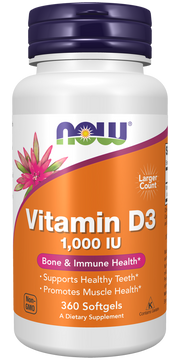 NOW Vitamin D3 400 IU 1000 IU 2000 IU 5000 IU - Softgel and Chewable