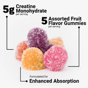 Force Factor Creatine Gummies - 5g Dose, Mixed Fruit, 150 Count

