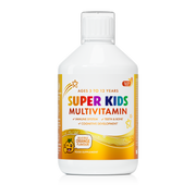 Front image: Swedish Nutra Super Kids multivitamin liquid orange flavour 500ml bottle