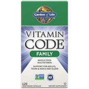 Garden of Life Vitamin Code Family Multi box with 120 vegetarian capsules.