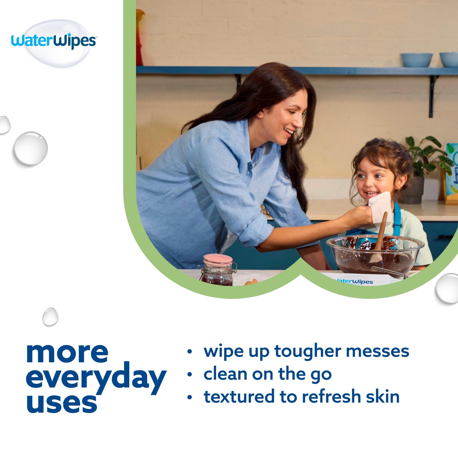 WaterWipes Sensitive+ Baby & Toddler Wipes, resealable soft pack packaging, unscented, 60 wipes, directions for use