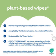 WaterWipes Sensitive+ Baby & Toddler Wipes, resealable soft pack packaging, unscented, 60 wipes, ingredients information