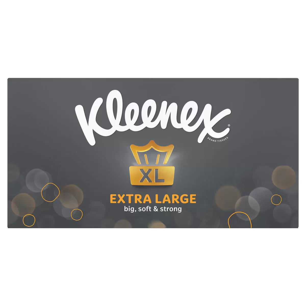 Front image: Kleenex Extra Large tissues 2 ply 90 sheets box packaging
