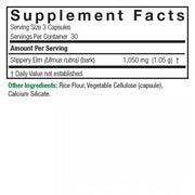Nature’s Answer Slippery Elm Bark Capsules 90 count supplement facts label