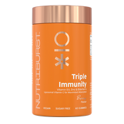 Nutriburst Immune Support Gummies bottle with Vitamin C, D3, Zinc, Elderberry.