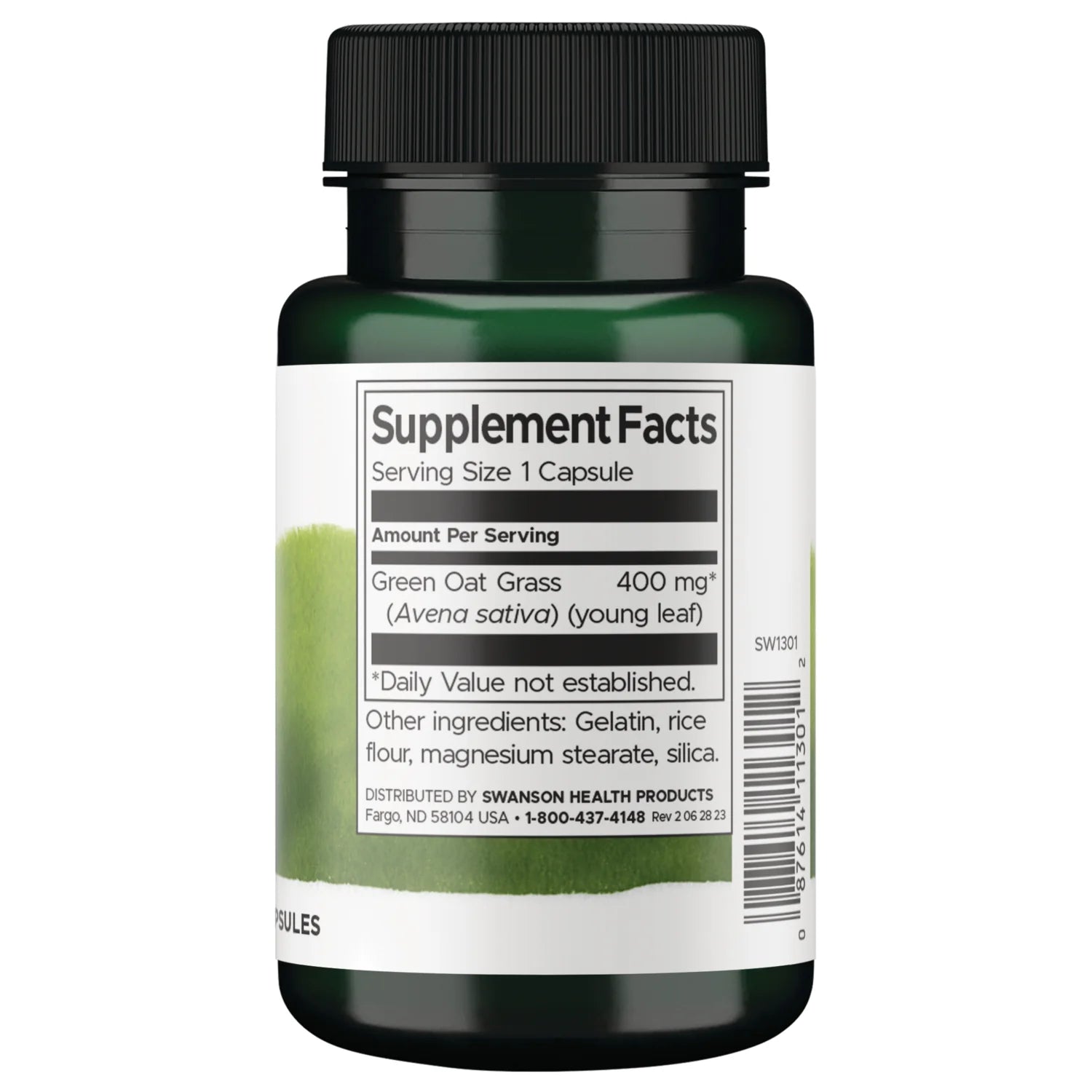 Swanson Full Spectrum Avena Sativa 400mg green oat grass capsules bottle suggested use instructions 60 capsules