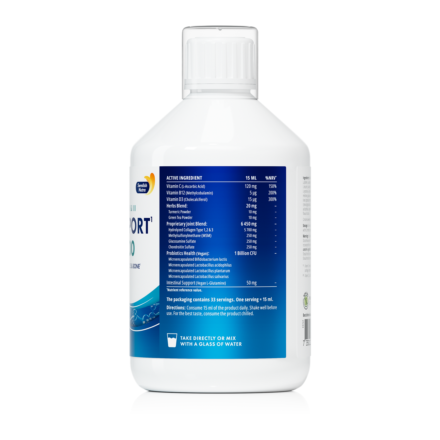 Swedish Nutra Joint Support Pro 5700 Collagen Berry Flavour 500ml supplement information