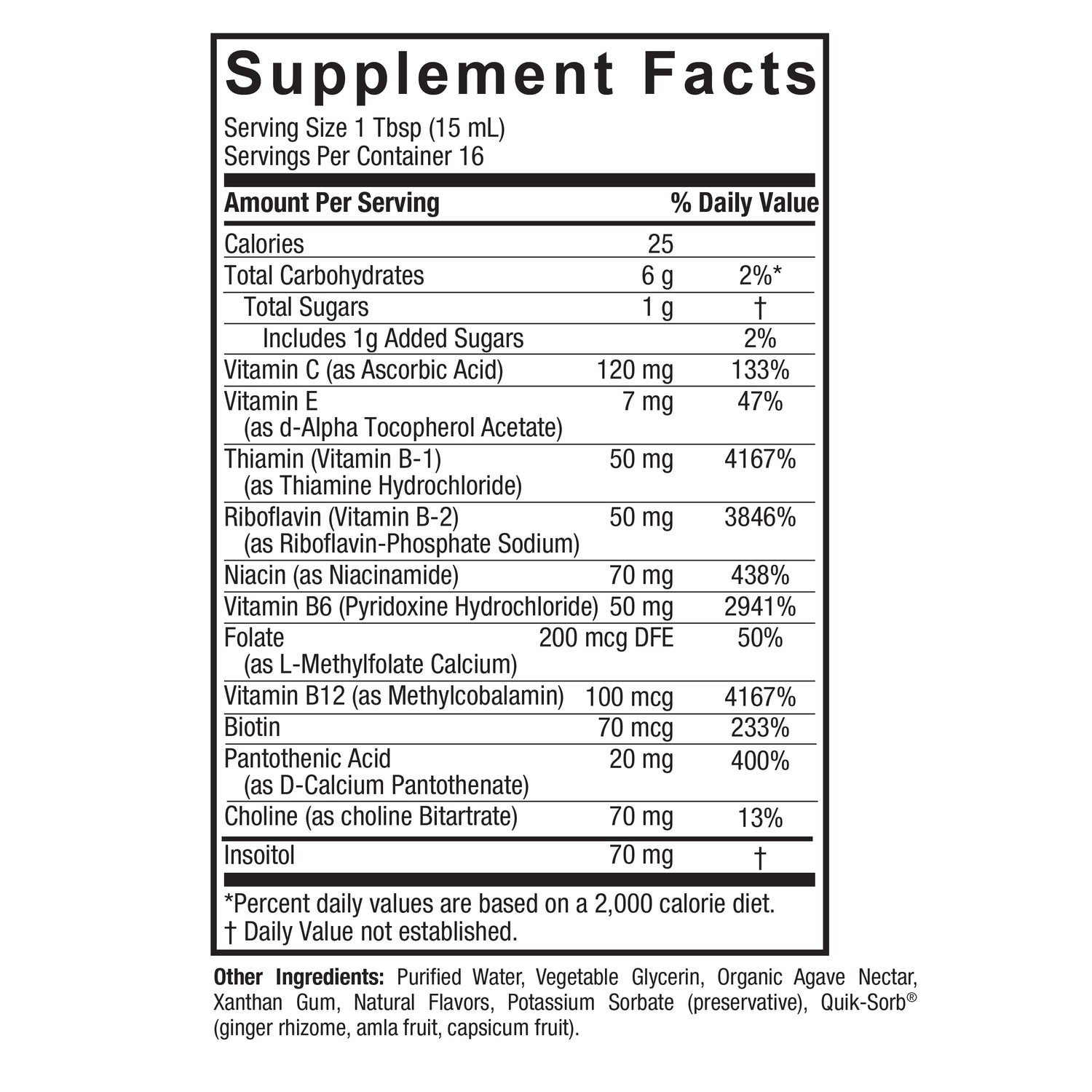 Nature's Answer Liquid Vitamin B-Complex Tangerine 240ml supplement facts and directions