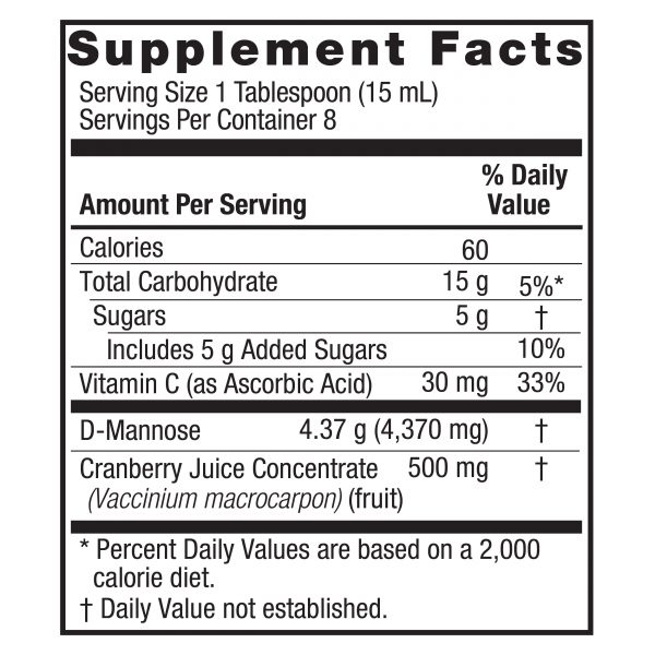 Nature’s Answer UT Answer supplement facts cranberry blend 120ml bottle