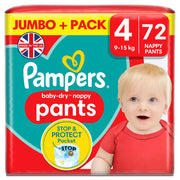 Pampers Baby-Dry Nappy Pants, plastic packaging, fragrance not specified, Size 4, 72 nappy pants