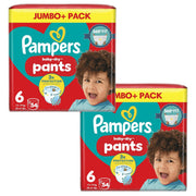 Front image: Pampers Baby-Dry Pants Size 6 jumbo plus double pack 108 nappies 13-19kg packaging
