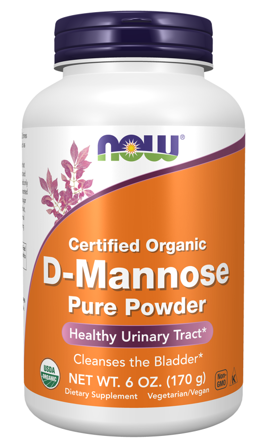 NOW D-Mannose Pure Powder, supplement bottle packaging, unflavoured, 170g