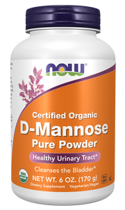 NOW D-Mannose Pure Powder, supplement bottle packaging, unflavoured, 170g