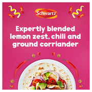 Lifestyle/use image: Schwartz Fajita Seasoning used in fajitas tacos and burritos 530g