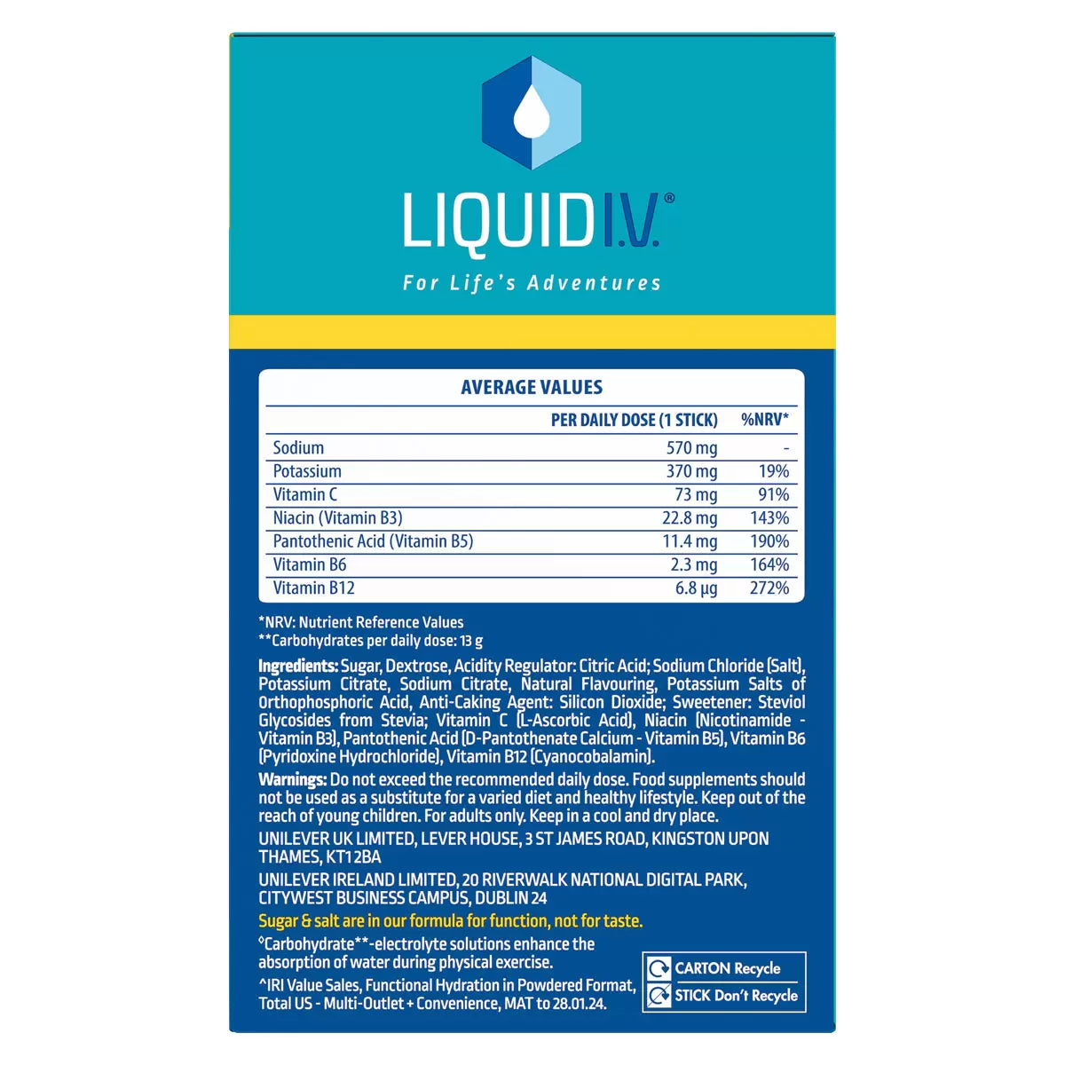 Liquid I.V. Hydration Multiplier – Lemon Lime, Electrolyte Drink Mix, 30 x 16g Sticks (480g)