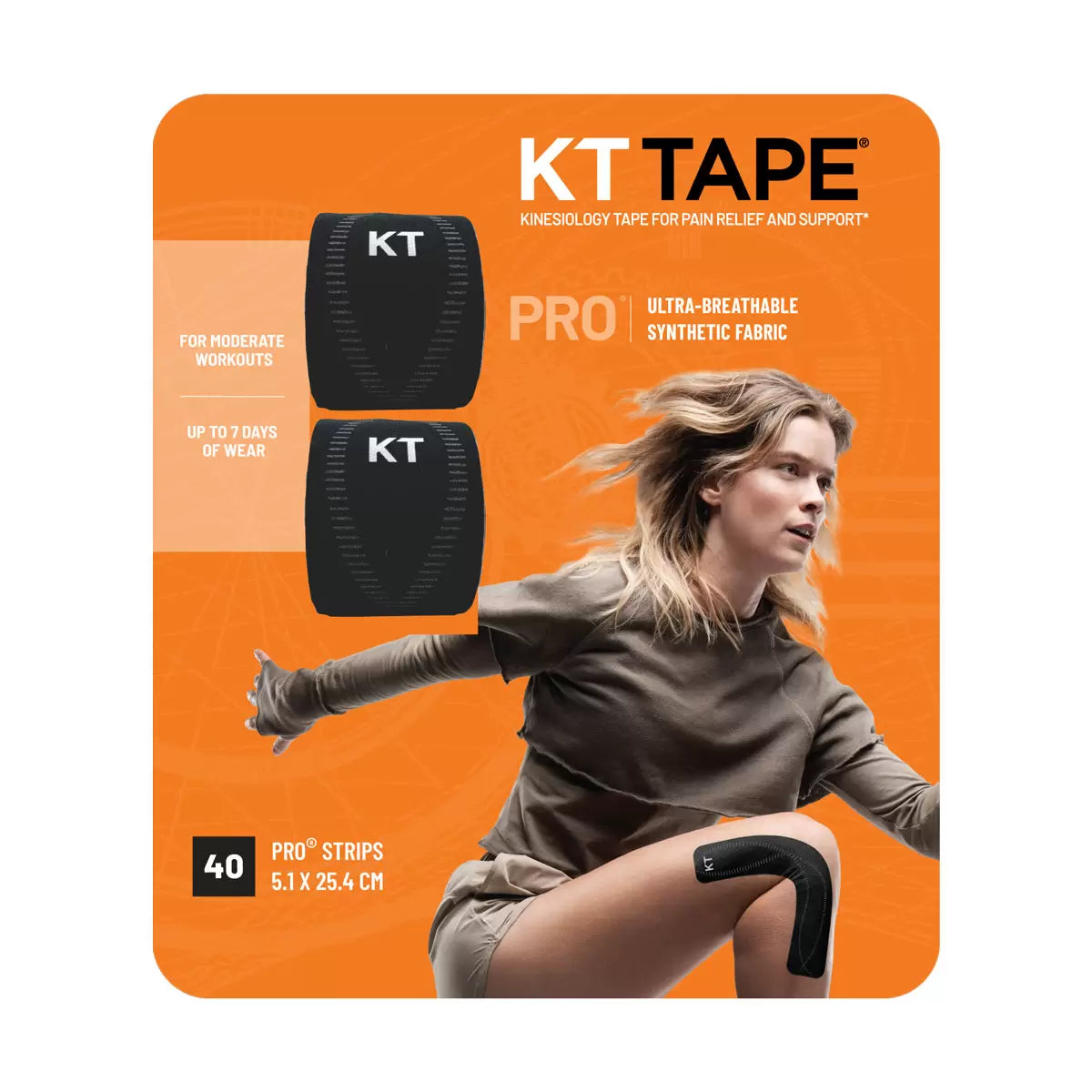 Sealed packs of KT Tape Pro Synthetic Kinesiology Tape in black.