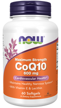 NOW CoQ10 600 mg Softgels - met Vitamine E & Lecithine - 60 Stuks