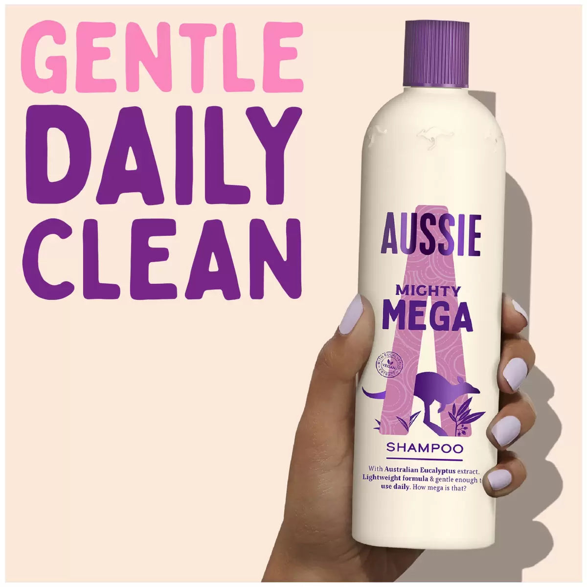 Aussie Mighty Mega Shampoo 675ml gentle daily clean