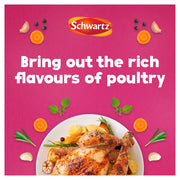 Lifestyle/use image: Schwartz Chicken Seasoning used on roasted grilled and baked chicken 720g