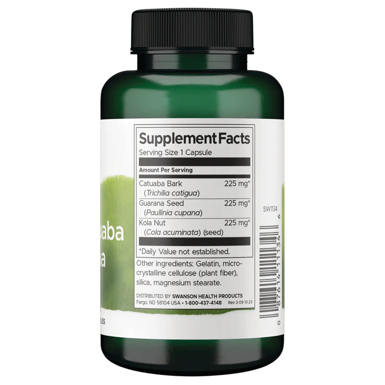 Supplement bottle with green label and black cap on a white background