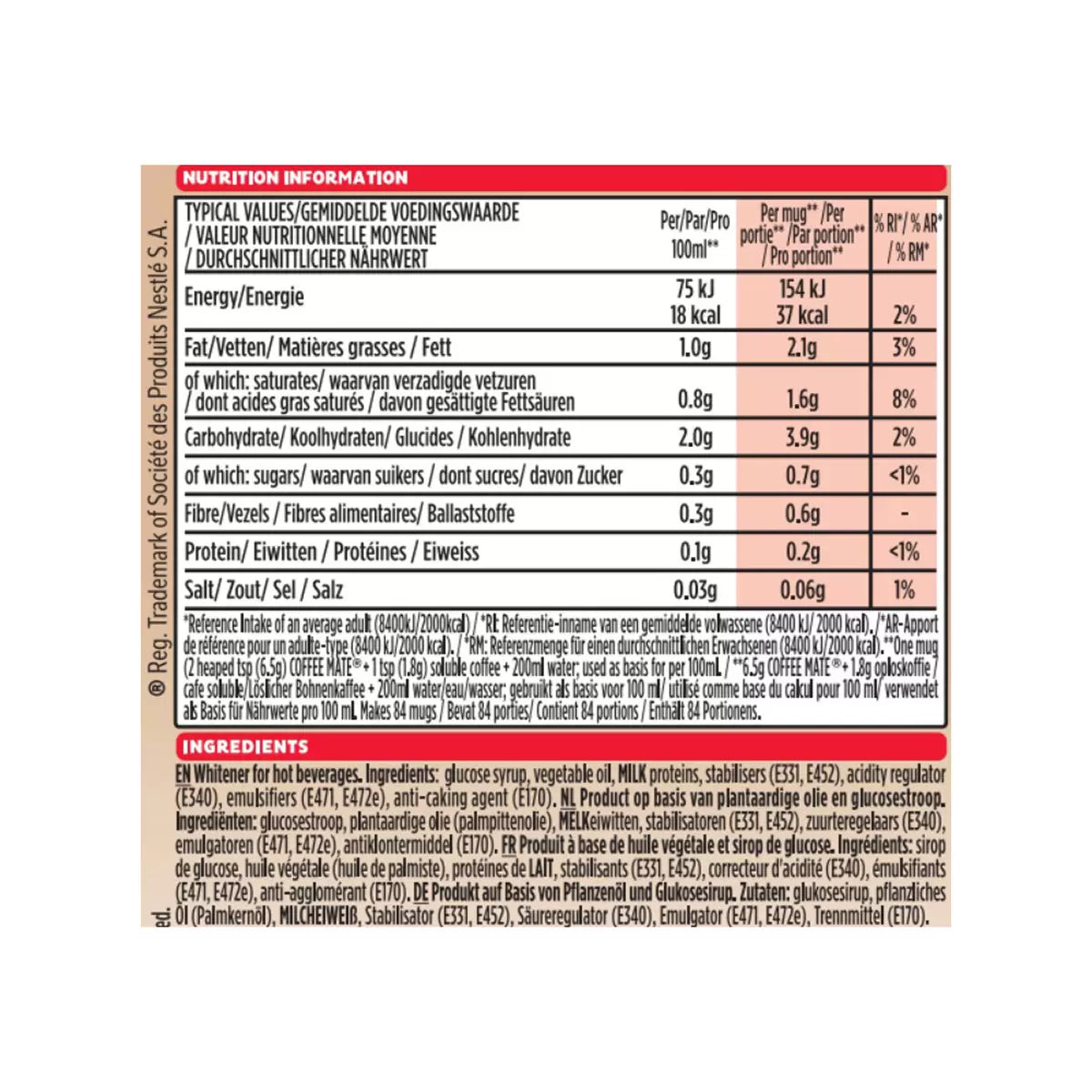 Nestlé Coffee Mate Original Coffee Creamer Powder - 550g