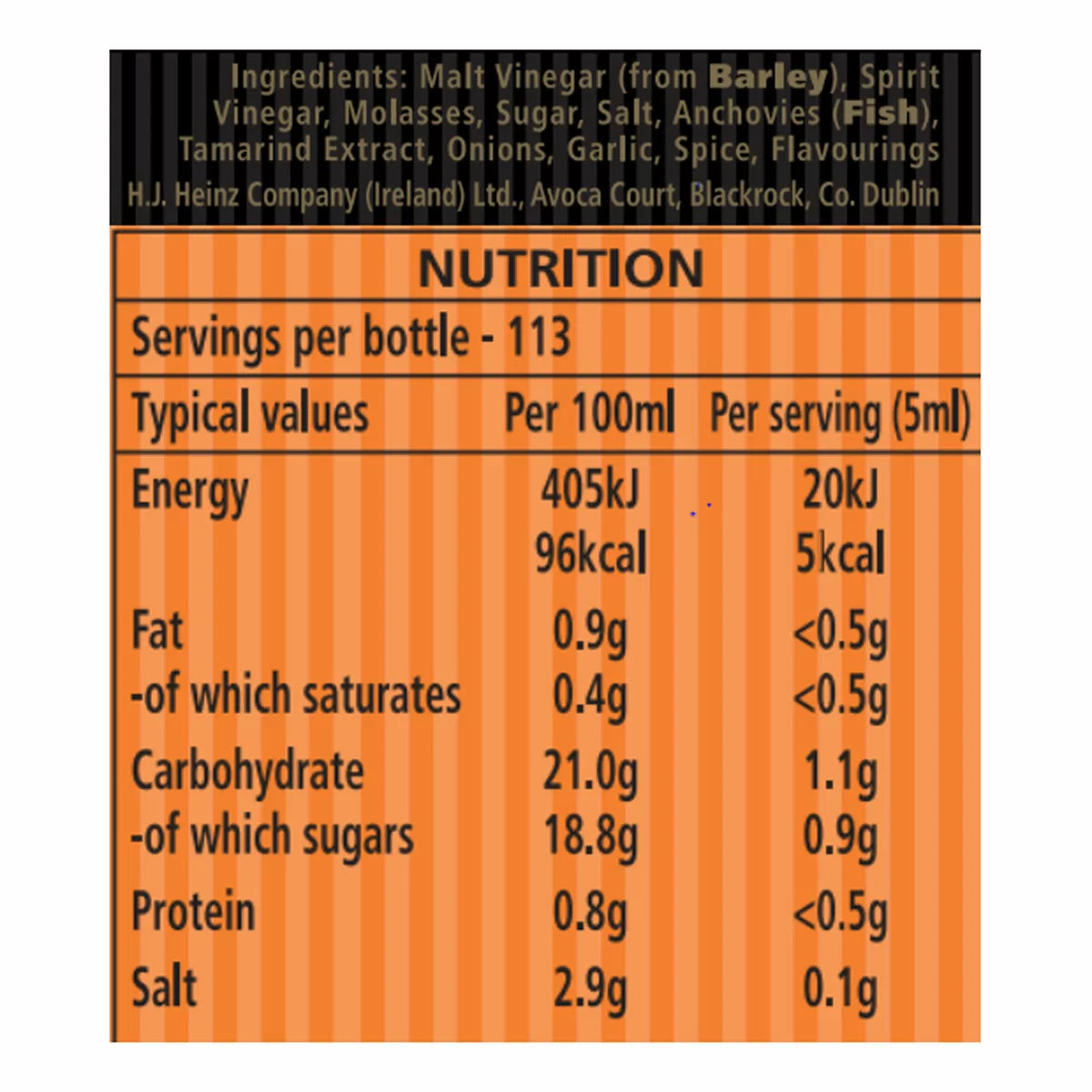Lea & Perrins Worcestershire Sauce ingredients label glass bottles 2 x 568ml