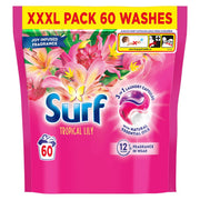 Surf Tropical Lily 3 in 1 Laundry Capsules detergent capsule pack 60 washes 1038g