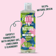 Faith In Nature Balancing Body Wash Wild Rose 400ml bottle product information