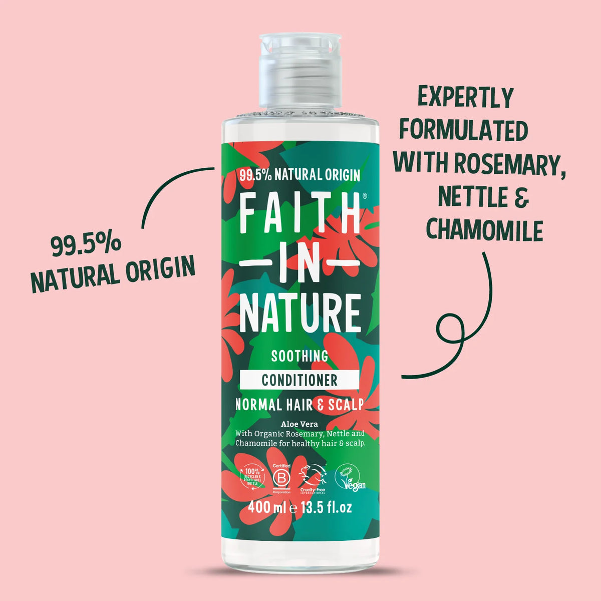 Faith In Nature Aloe Vera Soothing Conditioner, bottle packaging, aloe vera, 400ml product information