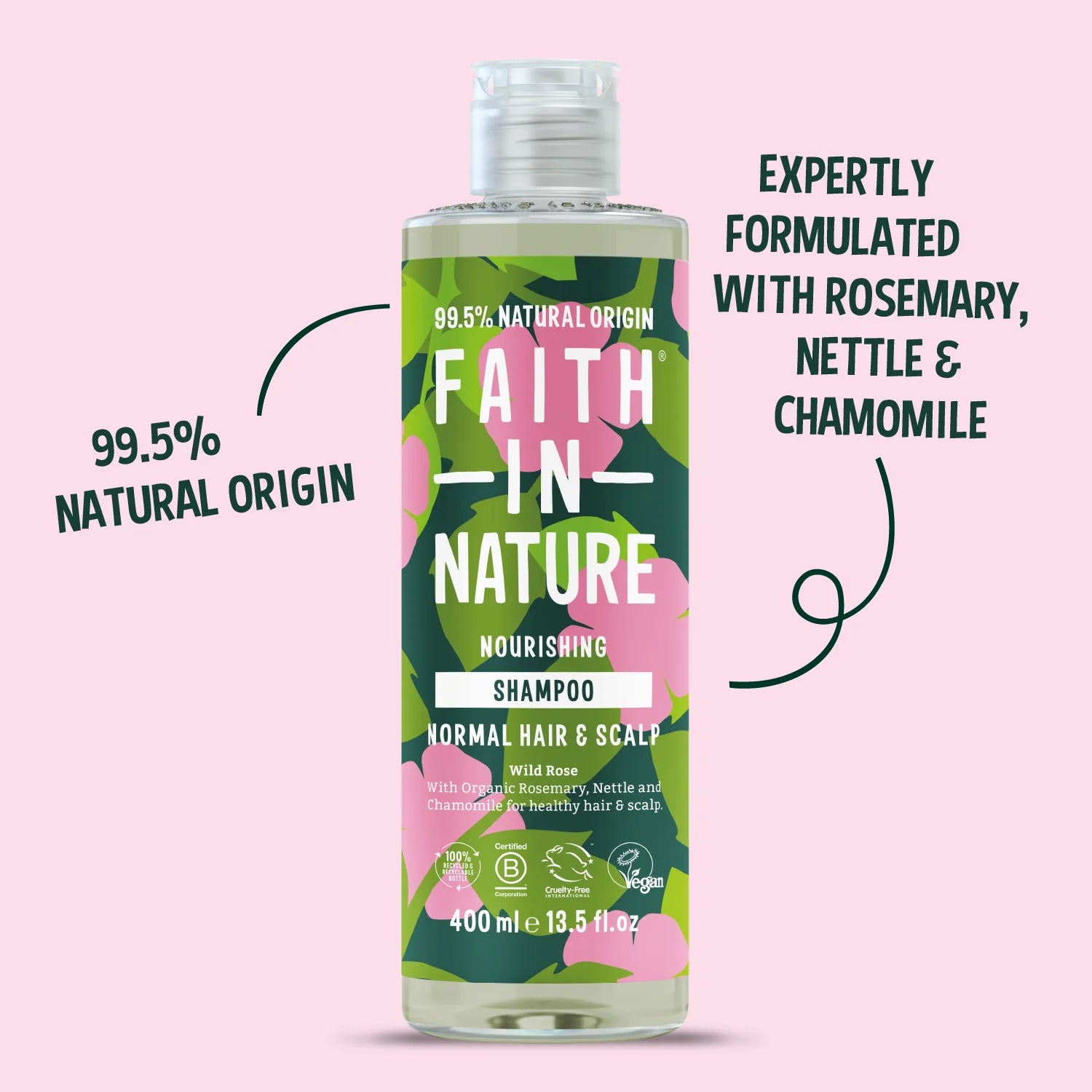 Faith In Nature Wild Rose Nourishing Shampoo 400ml bottle product information