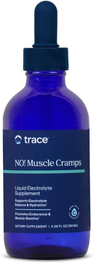 Front Image: Trace Minerals NO Muscle Cramps electrolyte liquid bottle 120ml