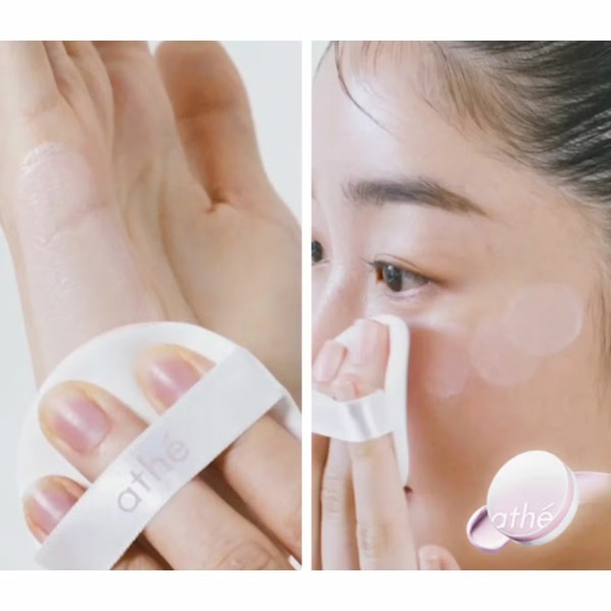 athé Glow-Boosting Tone-Up Sun Cushion SPF50, cushion compact and refill packaging, fragrance not specified, 1 cushion + 1 refill