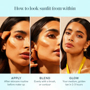 Lifestyle/use image: St Tropez self tanning set applied on skin natural golden finish