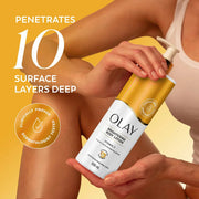 Olay Vitamin C Brightening Body Lotion fragranced lotion 500ml bottle lifestyle use image