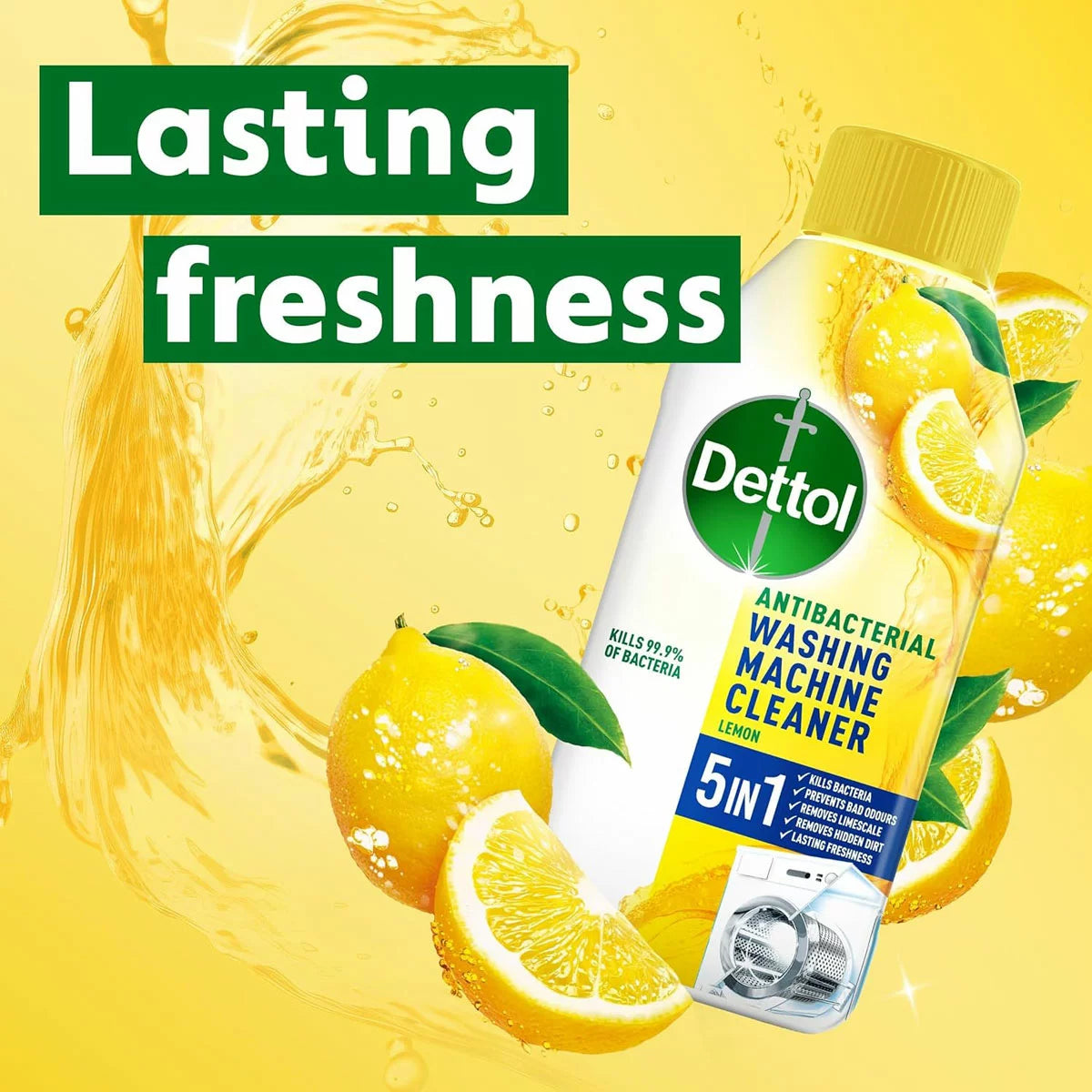 Dettol 5 In 1 Antibacterial Washing Machine Cleaner Lemon 250ml