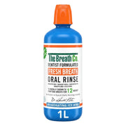 The Breath Co Fresh Breath Oral Rinse Invigorating Icy Mint mouthwash bottle 1L
