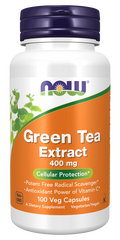 NOW Extrait de thé vert 400 mg capsules végétales avec vitamine C - 100 unités