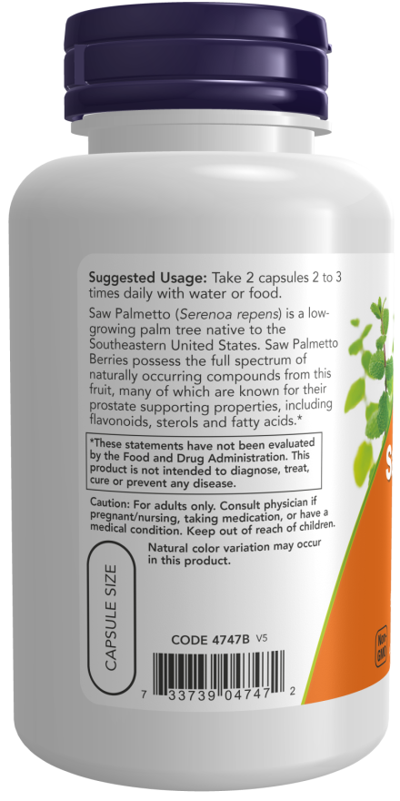 Now Foods Saw Palmetto Berries 550 mg Veg Capsules