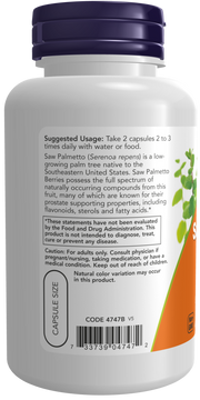 Now Foods Saw Palmetto Berries 550 mg Veg Capsules