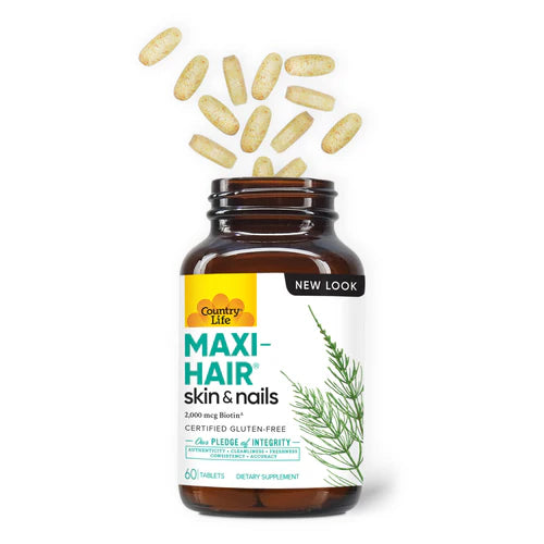 Country Life Maxi-Hair with 2000mcg Biotin Supplement - 90 Tablets