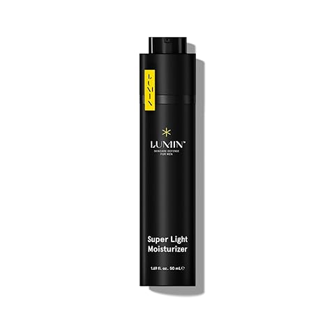 Lumin Super Light Moisturizer for Men bottle, 50ml, on white background.