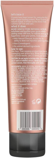 Bioré Rose Quartz + Charcoal Gentle Pore Refining Scrub ingredients panel 110ml facial exfoliator