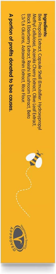 Unbeelievable Health Bee Prepared Immune Support supplement box, 20 capsules on a white background.