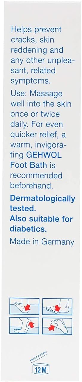 Gehwol med Salve for Cracked Skin, foot care salve tube packaging, botanical fragrance, 75ml, product information