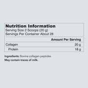 Supplement facts & ingredients image: Vital Proteins Collagen Peptides powder unflavoured tub 567g ingredients label